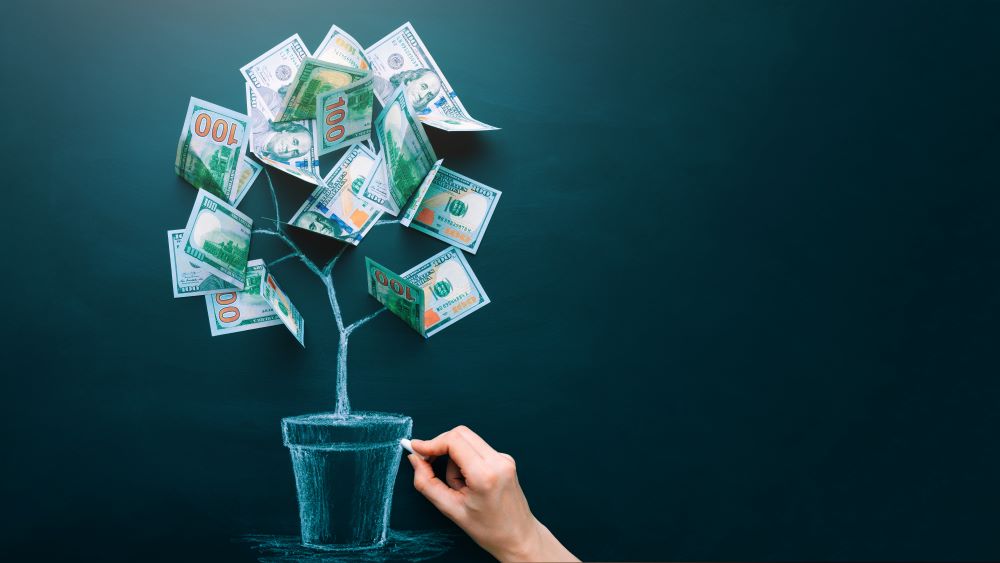 Money literally grows off a potted tree to show in jest that if you lend money to yourself, it is a prohibited transaction. 